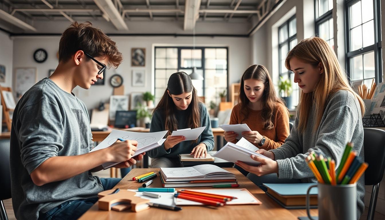 Students collaborating in study space